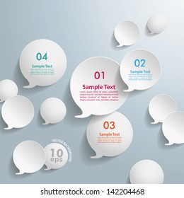 White speech bubbles with numbers on the grey background. Eps 10 vector file.