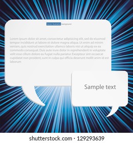 white speech bubbles on blue burst background. Vector.