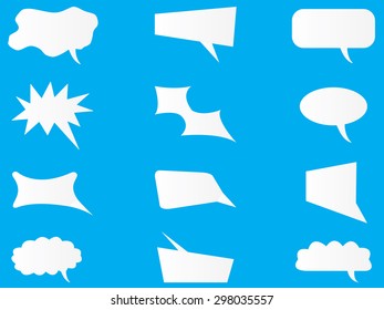 White speech bubbles on blue background
