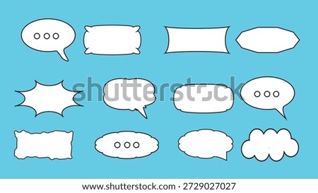 White speech bubbles on blue background cartoon
