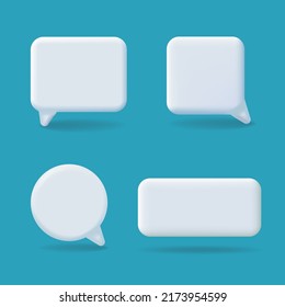 White speech bubbles set, Text bubbles in various shapes. Social media chat message icons. dialogue clowds 3d talking windows for chatting