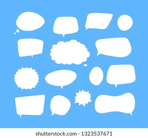 White speech bubbles. Thinking balloon talks bubbling chat comment cloud comic retro shouting voice shapes vector isolated set