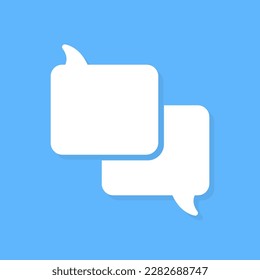White speech bubbles vector element on blue background, Text balloon, Vector icon.