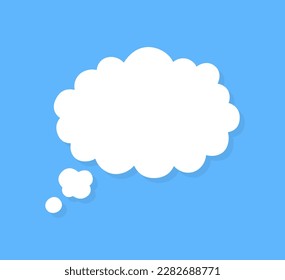 White speech bubbles vector element on blue background, Text balloon, Vector icon.
