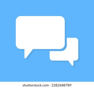 White speech bubbles vector element on blue background, Text balloon, Vector icon.