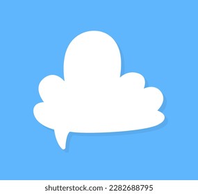 White speech bubbles vector element on blue background, Text balloon, Vector icon.