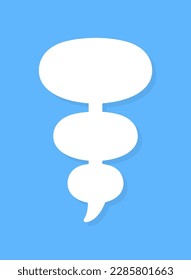 White speech bubbles vector element on blue background, Text balloon, Vector icon.