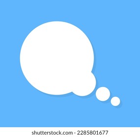 White speech bubbles vector element on blue background, Text balloon, Vector icon.