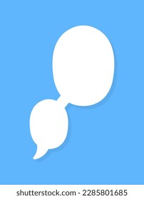 White speech bubbles vector element on blue background, Text balloon, Vector icon.