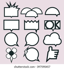 white speech bubbles vector set 