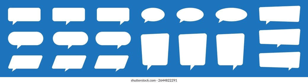 Discurso blanco y Formas de burbujas de pensamiento en estilo cómico. Cajas de texto en blanco para la comunicación, la narración, los cómics y el Diseño gráfico.