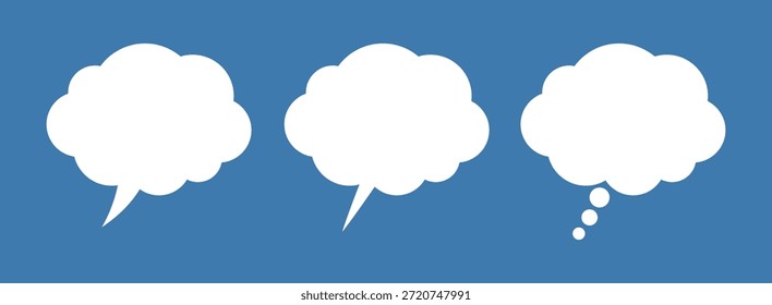 Símbolo blanco del discurso y de la burbuja del pensamiento, charla e icono de la comunicación