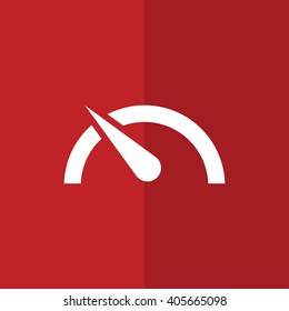 White speed limit vector icon. Red background