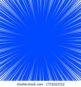 white  speed line moving comic style on blue background