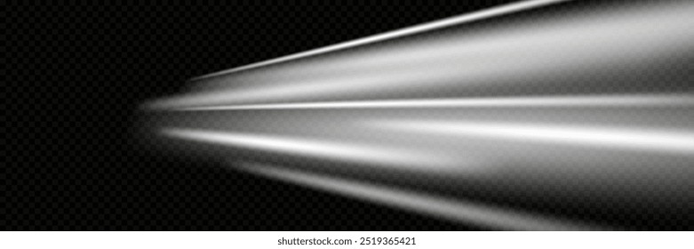 White speed lines. Traces of ray movement. On a transparent background.