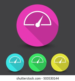 White Speed Meter icon in different colors set