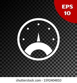 White Speedometer icon isolated on transparent dark background.  Vector Illustration