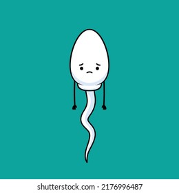 White Sperm se siente triste. Ilustración de vectores aislados