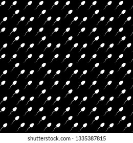 White sperm on black background, seamless pattern, vector