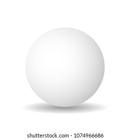 White Sphere, Ball Or Orb. 3D Vector Object With Dropped Shadow On White Background.