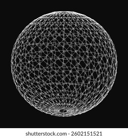 A white sphere with a black background. The sphere is made up of many lines and dots. The image has a futuristic and abstract feel to it