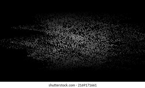White sphere of dots with noise and explosion effect. Abstract technology wave. Big data visualization. Vector illustration.
