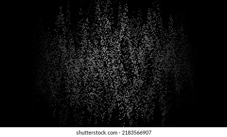 White sphere of dots with noise and explosion effect. Abstract technology wave. Big data visualization. Vector illustration.