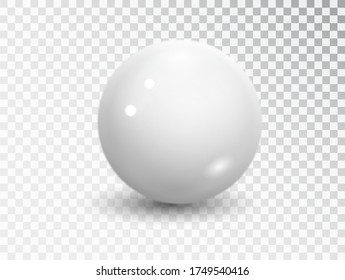 White sphere isolated on transparent background. Realistic White ball, ound shape, geometric simple, figure circle. Mock up of clean round the realistic object, orb icon.