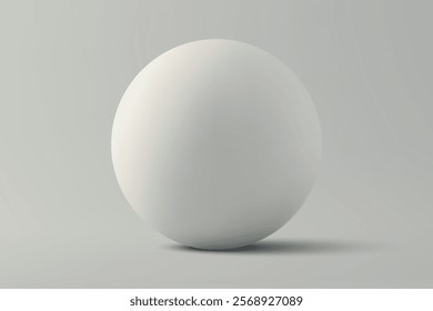 White sphere on a gray gradient background, casting a soft shadow.
