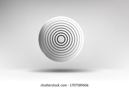 white sphere on a light background with black rings. Vector illustration of a modern minimalism. EPS 10