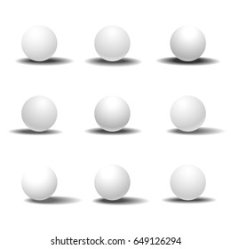 White sphere set with shadows. 3d balls under light vector illustration