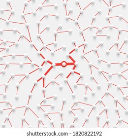 White spheres with connections with blue color, vector illustration