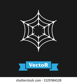 White Spider web icon isolated on black background. Cobweb sign. Happy Halloween party.  Vector Illustration
