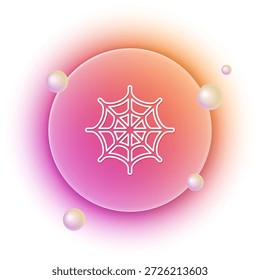 Icono de Web de araña blanca aislado sobre fondo blanco. Signo de telaraña. Feliz Halloween. Fondo de círculo degradado naranja y rosa. Vector
