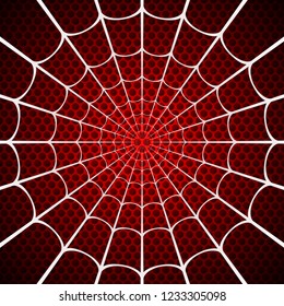 White spider web on red background