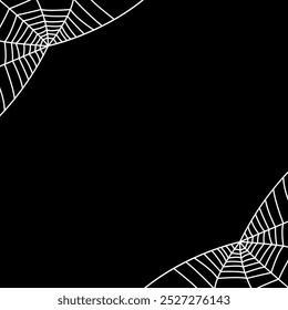 white spider webs on black background