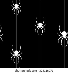 White spiders on black background.Seamless pattern vector.