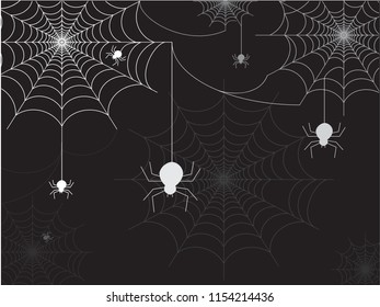 white spiders vector and halloween day on black background