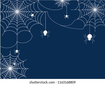 white spiders vector for halloween day on Blue background