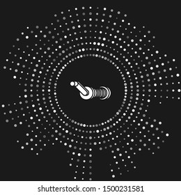 White Spinning reel for fishing icon isolated on grey background. Fishing coil. Fishing tackle. Abstract circle random dots. Vector Illustration
