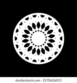white spiral decorative circle on black background design decoration abstract border pattern vector