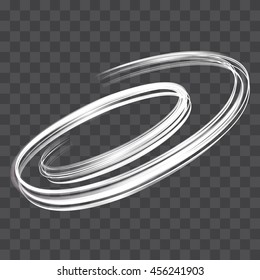 White spiral with the effect of light and neon. Glowing vector lines.