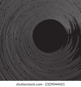 White spiral lines over black background. Abstract background art lines in circle.