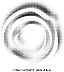 White spiral ribbon tinted with a gradient halftone dot shadow. Glow simulation. Vector.
