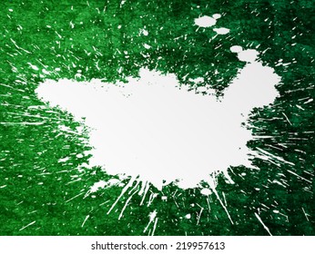 White Splash Banner with Place for your Text on the Green Wall Texture Background . Vector Illustration .