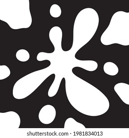 White Splash On Black. Ink In Negative. Spoiled Milk Shape. Simple Vector Element