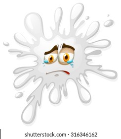Mareo blanco con ilustración de cara triste