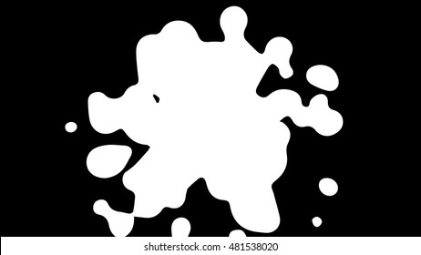 white splash shapes on black