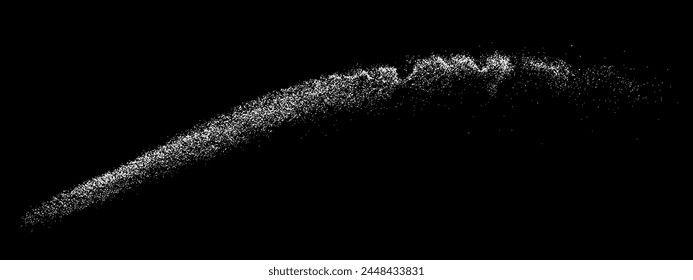 White splash texture overlay. Vector wave on black background. Light pattern textured. Abstract grain noise. Water realistic effect. Illustration, EPS 10.
