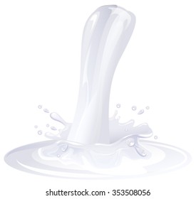 White splashes. Milk product. Isolated illustration